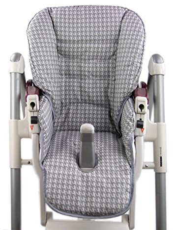 Ersatzbezug Sitzkissen [Bezug für Hochstuhl] kompatibel mit Peg Perego Prima Pappa DINER (dunkelgrau Karos)
