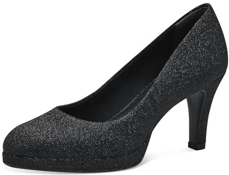 Tamaris Damen Pumps Textil Vegan Stilettoabsatz; BLACK GLAM/schwarz; 40