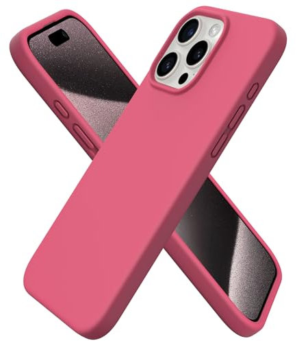 ORNARTO kompatibel mit iPhone 15 Pro Max Hülle Silikon 6,7 Zoll, dünne Handyhülle iPhone 15 Pro Max aus flüssigem Silikon, Kratzfeste Schutzhülle iPhone 15Pro Max Hülle(2023)- Pfirsich Rot