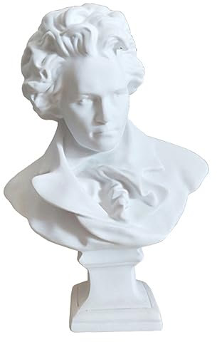 HOMSFOU 1 Pc Torace Scultura Busto Degli Uomini Statuetta Di Beethoven Arredamento Estetico Della Stanza Scultura Busto Compositore Beethoven Busto Statua Uomo Europa Musica Resina Bianca