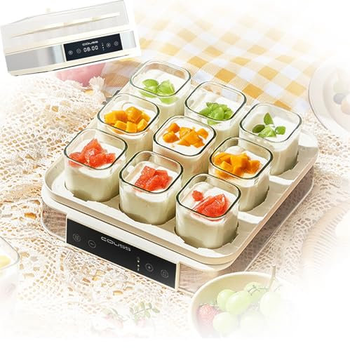 JIANGSS Machine à Yaourt numérique Automatique, yaourtière avec contrôle de température réglable et minuterie, écran LCD, Conception en Acier Inoxydable pour Un Usage Domestique, Machine à Fromage