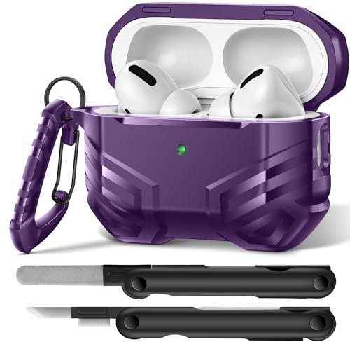MOBOSI for AirPods Pro 2 Case Cover with Cleaner Kit & Keychain, Compatible with MagSafe, Compatible with Airpod Pro Case 2nd/1st Gen Shockproof Protective Hard Shell for Men(2023/2022/2019), Purple