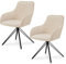 Juskys Drehstuhl Clyde mit Armlehne 2er Set - Esszimmerstuhl modern mit Stoff Bezug - Polsterstuhl Esszimmer - 120 kg belastbar - Stuhl Samt Beige