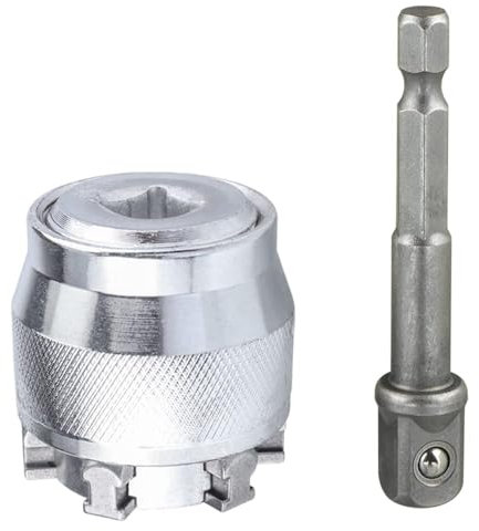 Mesee Verstellbarer Steckschlüssel, 1/4 Zoll Sechskantschaft Akkuschrauber Stecknuss Adapter Set, Multi Funktions Handwerkzeuge 10-19mm mit 65mm Verlängerungsstange Adapter Reparatur Werkzeuge