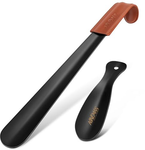 NINEMAX Metal Chausse Pied Manches Long 42 cm, Chausse-Pieds Court Métal Acier 19 cm Hommes Femmes Personnes Âgées Adulte 2pcs (Noir)