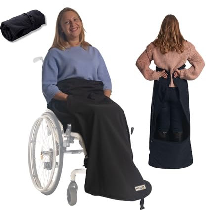 BELIEFF Rollstuhl Decke Erwachsene - Rollstuhldecke Beindecke - Rollstuhlsack - Rollstuhl Schlupfsack - Fußsack - Geschlossen - Schwarz - Medium