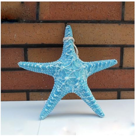 Hrlace 13cm Seesterne Deko Klein Harz Seestern Anhänger Mediterraner Stil Hängedeko Bunt Wanddeko Ornament Basteln Seesterne für Kommunion Home Badezimmer Balkon Bu?ro Decor Zubehör Blau