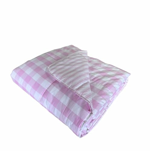 Catherine Lansfield Check and Stripe Tagesdecke, 170 x 220 cm, Rosa
