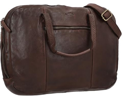 Gusti Aktentasche Leder - Jaxon Damen und Herren Businesstasche Laptoptasche Ledertasche Bürotasche Unitasche Braun Leder