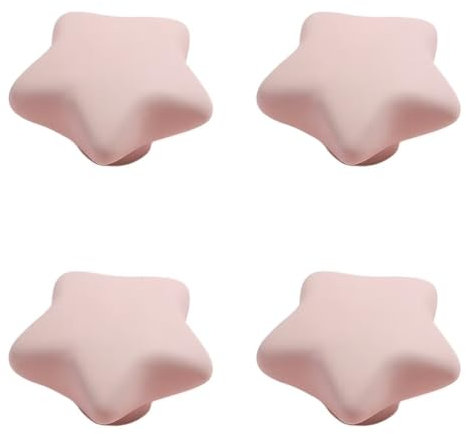 Frolahouse 4 Pcs Pink Star & Moon Ceramic Knobs & Pulls Cabinet Cupboard Desk Door Pulls Children Dresser Wardrobe Door Handles & Knobs