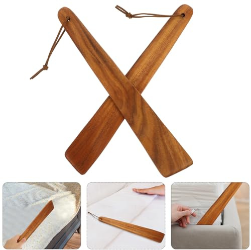 Wood Mattress Lifter Tool 2 Pack for Changing Sheets and Bed Skirts | Effortless Lifting and Lowering Simple Installation Compatible with Mattress Types Space-saving Design