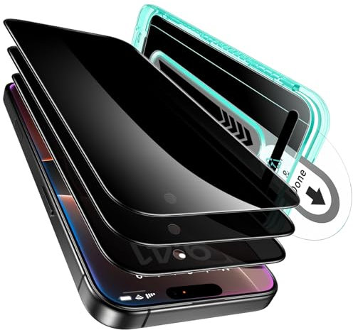 ESR Protector de Pantalla con Privacidad para iPhone 16 Pro, 3 Unidades, Protector de Pantalla Privacidad Cristal templado Antiespía, Bandeja de ajuste perfecto, dureza 9H, Resistente a rayones