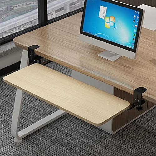 SFNIOKFG Hölzerne Tastaturablage unter dem Schreibtisch, ausziehbare Tastaturablage, ergonomische Tastaturschublade, Aufbewahrungsorganizer fürs Büro, 23 kg belastbar/Walnuss/650 x 250 mm