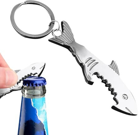 Gdiojnfg Shark Bottle Opener Keychain,Creative Beer Opener Tool | Multi-Functional & Sturdy Men's Keyrings for Camping Hiking Fishing Home Furnishings
