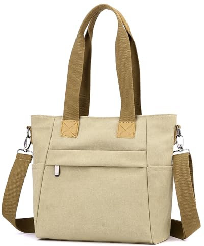 zhongningyifeng Bolso de lona para mujer, bolso pequeño con cremallera, bolso de hombro para viajes, compras, trabajo, verde, small