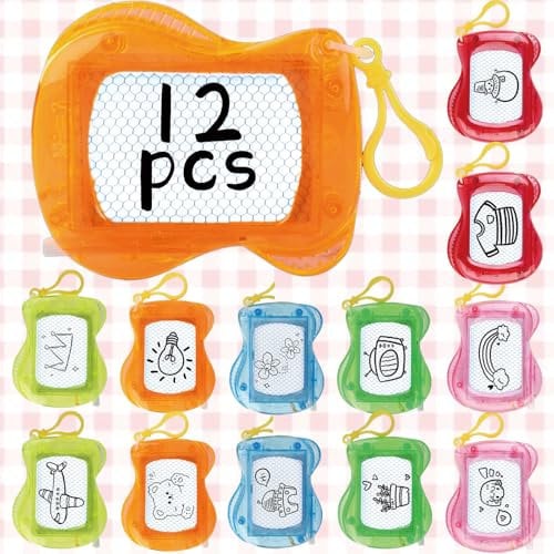 Shinybox Mini Maltafel Zaubertafel, 12 Stück Mini Maltafel mit Schlüsselanhänger Kinder, Party Mitgebsel Kindergeburtstag, Geburtstag Kinderparty Geschenktütenfüllung, Party Beschäftigung(12 Stück)