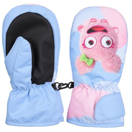 HNGEMSY Waterproof Kids Mittens Toddler Winter Cold Weather Thermal Fleece Lined Warm PU Palm Gloves Snow Ski Glove for Age 1-9 Boys Girls Baby Skiiing Snowboarding Cycling Running