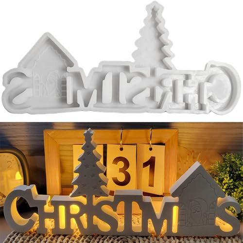 ALEFBET Silikonformen Gießformen, Silikonform Weihnachten, Silikon Gießform Christmas, Gipsformen zum Gießen, Epoxidharz Formen zur Herstellung von Weihnachtsdeko