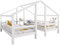 xixiworkshop Hausbett für 2 Kinder Zwei Einzelbetten unter einem Dach im Hausbettdesign mit Nachttisch und Lattenrost Jugendbett mit Rausfallschutz Weiß, 90×200cm
