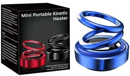Tragbarer kinetischer Molekularheizer, Automatisch rotierende Solar-Doppelring-Heizung, Mini Knetische Molekularheizung, Auto Knetische Aromatherapie, Kinetische Diffusor für Autos Zimmer (Blau)