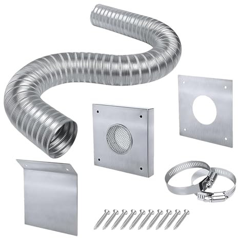 Ansaug-Set, Kaltlufteinlass, Kaltlufteinlass-Kit, hitzebeständiges und rostbeständiges Edelstahl- und Aluminium-Design mit 152,4 cm Schlauchverlängerung für Pelletöfen und Kamine
