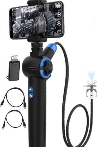 Endoskopkamera mit Licht, 6.25mm HD Kfz-Endoskop Inspektionskamera mit 3 Stufen LED-Lichtsteuerung, Wasserdichter Kamera lP67 für Android & iOS, Tablet
