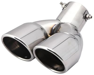 MFTGRS 3 Zoll Auspuffblende Doppelt Rund Doppelwandig Edelstahl 76 Mm Einlass Universell Auto Auspuff Endrohr(Biegen)