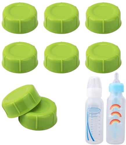 8pcs Narrow Bottle Caps for Dr. Brown's & Medela Bottles, Leak-Proof Bottle Lids Replacement with Sealing Gasket BPA-Free Travel Storage Bottle Caps Accessories Supplies(Green)