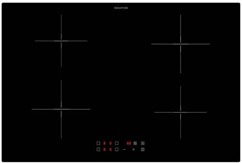 Oranier Kochfeld 80 cm Induktion KFI980 autark - Glaskeramik Induktionskochfeld mit 4 Kochzonen roter LED Anzeige & Touch Control Steuerung