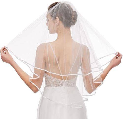 VARKAGE Schleier Braut mit Kamm, Brautschleier Weiß, Schleier für Damen Hochzeit Zubehör Party Einzeln Partei, Bräute, Dusche