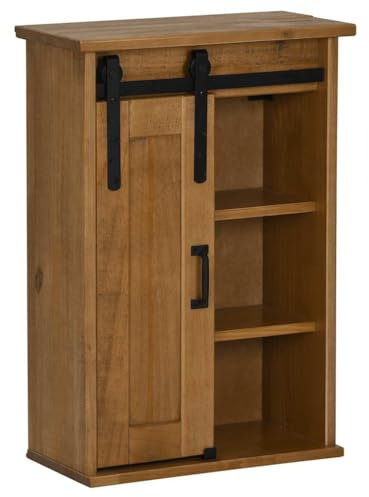 Genérico Wenjingqi Halden Kleiderschrank mit Schiebetür, 49 x 22,5 x 70 cm, Kiefer, Braun 4018437