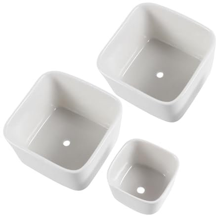 TOYANDONA 3 Piezas macetero de cerámica Cuadrado decoração casa decoración casa sartén cerámica Plant Pot vidriado Plantas Maceta de Barro macetas cuadradas de Ceramica Cerámico