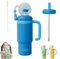 Gobelet fontaine en acier inoxydable avec poignée, bouteille d'eau en forme de baleine 2025 avec poignée antidérapante et bandoulière réglable, pour adolescents et adultes, 710 ml (style D)