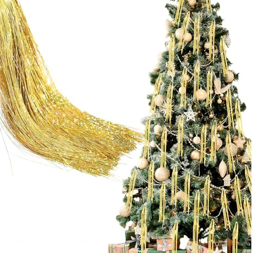 SilverChry Lametta für Weihnachten 10000 Stück, Lametta Fäden für Tannenbaum, Glänzende Weihnachtsbaum Fäden, Weihnachtsdeko Girlande, Christbaumschmuck, für Festivals, Partys und Bühnen