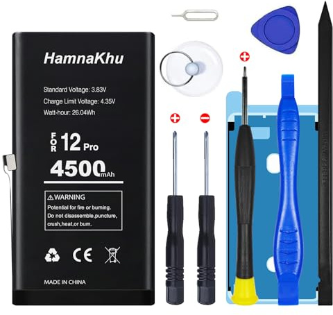 4500mAh Super Capacity Battery Compatible with iPhone 12/12 Pro, 0 Cycle Li-Polymer Replacement Battery for iPhone 12/12 Pro, with Professional Repair Tool Kit