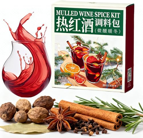 4 Packs Mulled Wine Spice Kit with Cinnamon, Cloves, and Star Anise, for Apple Cider, Mulled Wine, Glühwein, Hot Toddy Holiday Drink