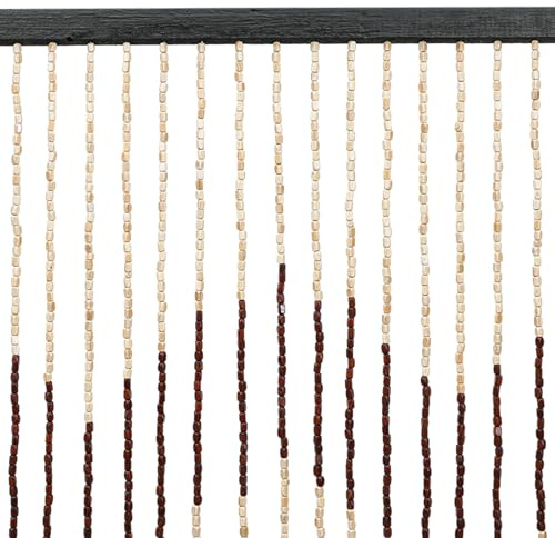 Babeenoo Türvorhang Perlenvorhang 90x220cm Moderne Perlentürvorhang mit Wellenmuster Holzperlen Dekoration Vorhang Bambusvorhang für Wohnzimmern, Balkonen, Innenhöfen