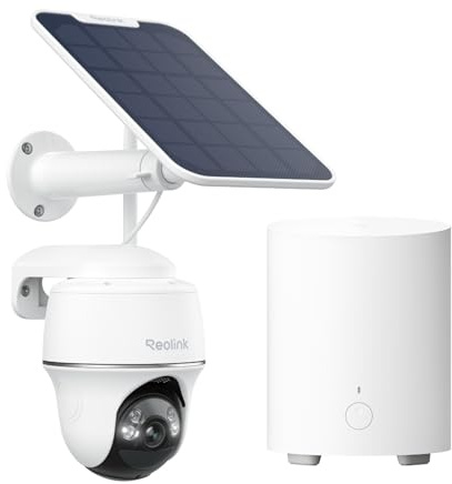 Reolink Argus PT 5MP Solar + Home Hub Mini | 2K+ Wireless Pan Tilt Security Camera with 360° Coverage, Person & Vehicle Detection and Smart Local Storage