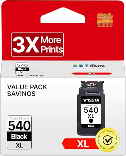 WISETA PG-540 XL PG540 patronen 540XL Schwarz Kompatibel für Canon druckerpatronen 540 for Canon 540 für Pixma TS5150 MG3650 MG3600 MG4250 MX475 MX375 MX535 MG3150(1 Schwarz)