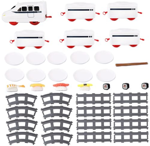 Battery Powered Sushi Train Rotating Food Train – Rail Conveyor Belt Serving Tray for Table Party Display