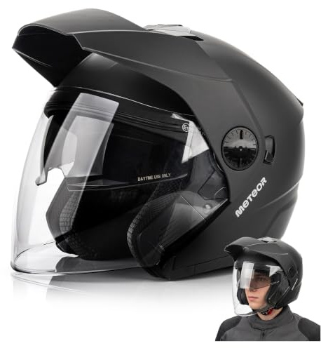 meteor Casco Moto Jet homologado ECE 22.06 Abierto Hombre Mujer XL 61 cm
