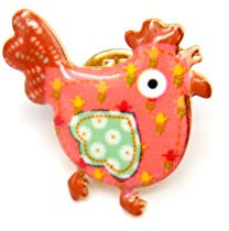 Oh My Shop BR85E - Mini Broche Pin's Poule Motif Fleuri Corail et Métal Doré
