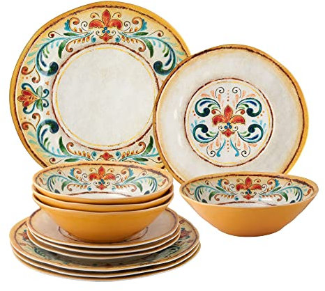 Tuscany Geschirr-Set, Melamin, 12 Stück