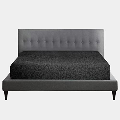 GC GAVENO CAVAILIA Teddy Fleece 544203 - Sábana Bajera Ajustable (carbón Vegetal, sábana Bajera Doble a Juego), diseño de Felpa