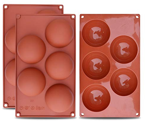 homEdge Extra große 5-fach-Halbkugel-Silikonform, 3 Packungen Backform zur Herstellung von Schokolade, Kuchen, Gelee, Dome-Mousse