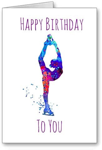 GFC Glückwunschkarte zum Schlittschuh, personalisierbar, Wasserfarben, 12,7 x 17,8 cm