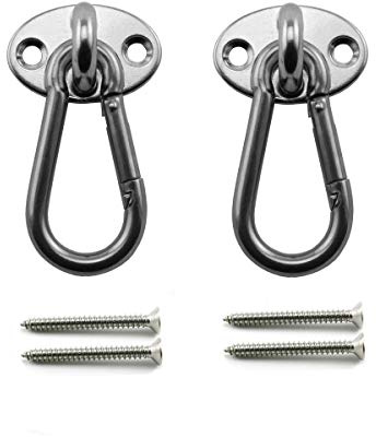 heyous 2 Set M6 Hängematte, Deckenhalterung, U-Haken, Anker-Aufhänger, Edelstahl, strapazierfähig, Mehrzweck-Hängematte, Schaukel, Deckenhaken, Olivary-Grundplatte mit Karabinerhaken