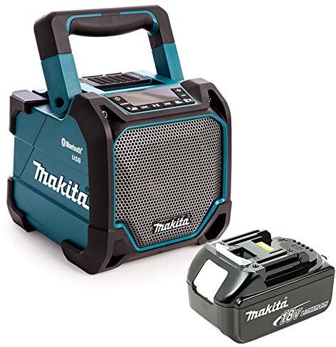 Makita DMR202 10.8-18V CXT/LXT Jobsite Bluetooth & USB Speaker with 1 x 3Ah Battery, Blue