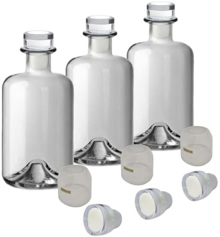 Geniess-Bar! 5x Apothekerflasche 500ml Glas Flaschen Set leer mit transparenten Korken & Kapseln zum selbst Befüllen & Verschließen 0,5L Apothekerflaschen