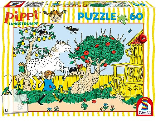 Schmidt Spiele 56446 Pippi Langstrumpf, Das stärkste Mädchen der Welt, 60 Teile Kinderpuzzle, Normal